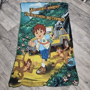 Vintage Go Diego Go Soft Fleece Throw Blanket 60x50” Monkey Double Sided Nick Jr